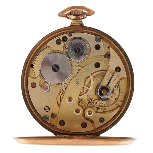 3161 - An Art Deco gold plated gentlemen's open face top wind chronometer pocket watch with engine turned d... 