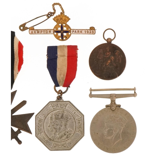 2410 - Militaria including a German military interest War Merit design cross with swords, British military ... 