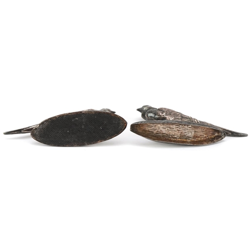 88 - Sampson Mordan & Co. Ltd., a pair of novelty silver menu holders in the form of pheasants, Chester 1... 