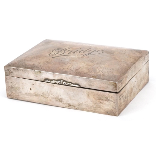 569 - Jay Richard Attenborough Co. Ltd., an Edwardian silver bridge card box, Chester 1905, 16cm wide, 325... 