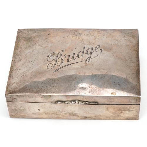 569 - Jay Richard Attenborough Co. Ltd., an Edwardian silver bridge card box, Chester 1905, 16cm wide, 325... 