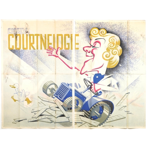 2279 - A large vintage Cicely Courtneidge two section advertising poster, double sided with a female standi... 