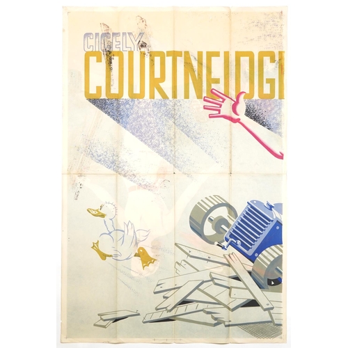 2279 - A large vintage Cicely Courtneidge two section advertising poster, double sided with a female standi... 