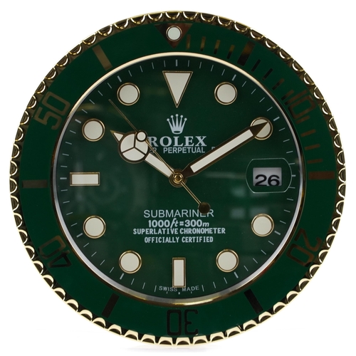 1072 - A Rolex Submariner dealer's display wall clock, 34cm in diameter.