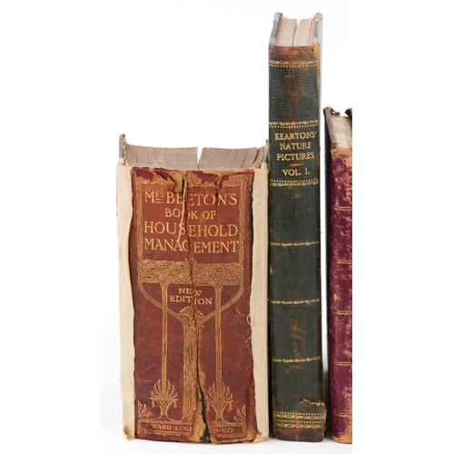 2330 - Antique and later books including a 19th century bible, Mrs. Beeton's Book of Household Management, ... 