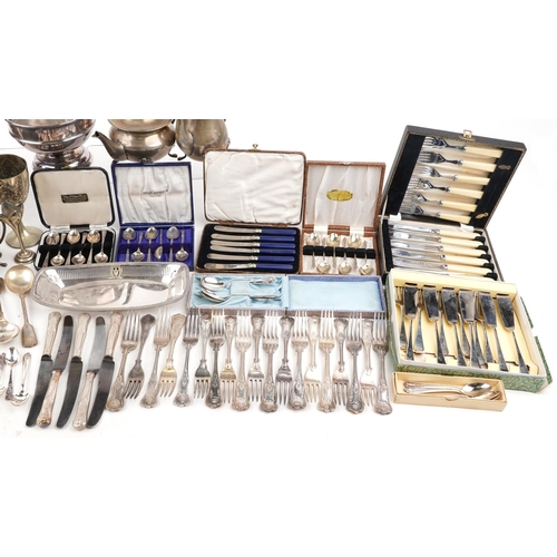 1071 - A large collection of Victorian and later silverplate and stainless steel including cased sets of sp... 