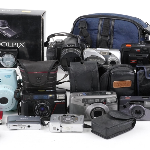 1012 - Vintage and later cameras, lenses, accessories and binoculars including Miranda REII, Panasonic Lumi... 