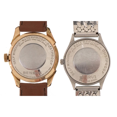 3767 - Benrus, two vintage gentlemen's self-winding wristwatches, one with date aperture.