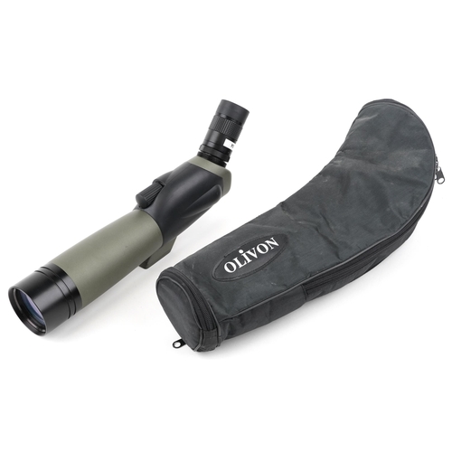 1004 - An Olivon T-55 spotting scope, 36cm in length, together with case.