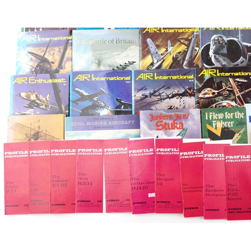 1312 - A collection of military aircraft interest books including Aircraft in Profile, Air International, T... 