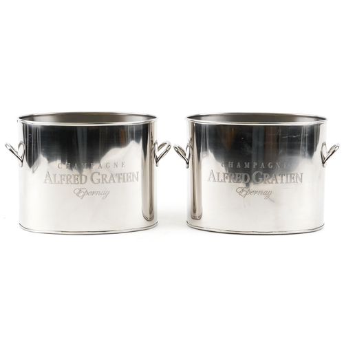 1035 - A pair of Alfred Gratien design Champagne ice buckets with twin handles, each 28cm wide.