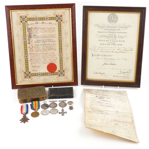 2357 - Naval militaria relating to WW1 Leading Stoker K.60 John Jack Luker who served throughout the First ... 