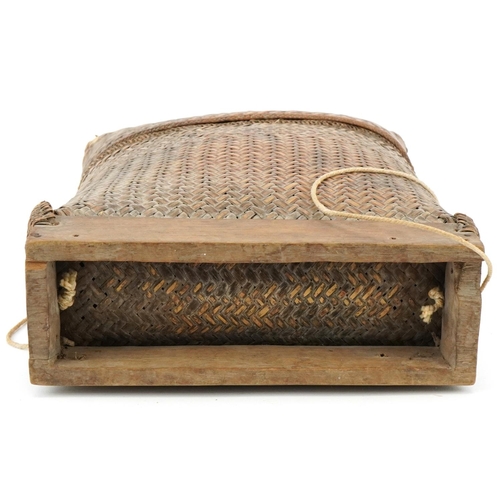 433 - A Chinese woven fruit picker's basket, 20th century, 36cm H x 23cm wide.