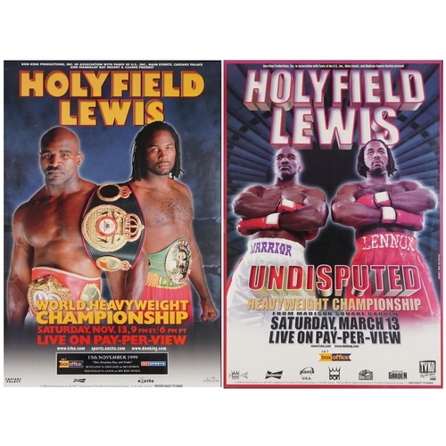 2305 - Two late 20th century colour advertising posters for The Evander Holyfield versus Lennox Lewis Heavy... 