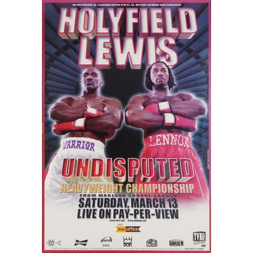 2305 - Two late 20th century colour advertising posters for The Evander Holyfield versus Lennox Lewis Heavy... 