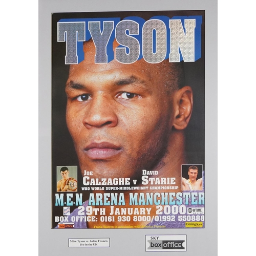 2306 - A small collection of sporting memorabilia relating to Mike Tyson including a colour advertising pos... 