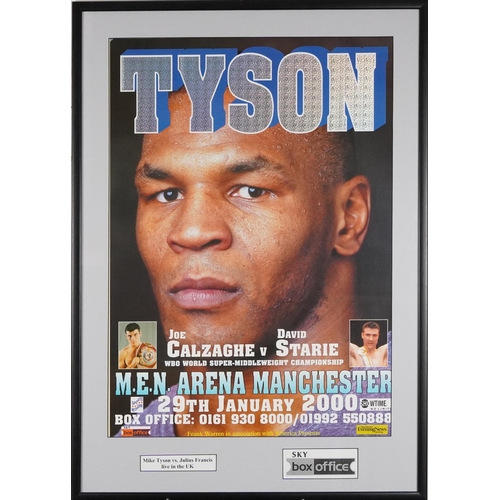 2306 - A small collection of sporting memorabilia relating to Mike Tyson including a colour advertising pos... 