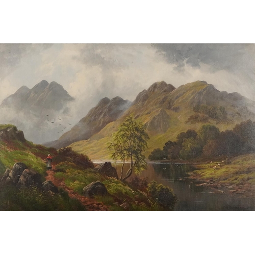 1426 - A. Dunnington - Mountainous landscape, early 20th century British school oil on canvas, signed and d... 