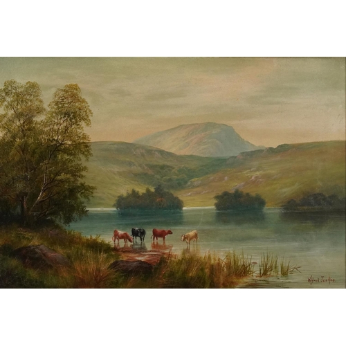 1482 - Wilfred Jenkins - Morning Rydal Water, late 19th/early 20th century British school oil on canvas, si... 