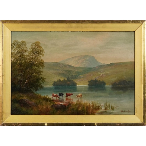 1482 - Wilfred Jenkins - Morning Rydal Water, late 19th/early 20th century British school oil on canvas, si... 