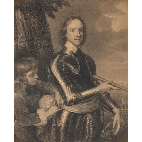 1428 - H. Robinson - Portrait of Oliver Cromwell, 19th century engraving from the original of Walker in the... 