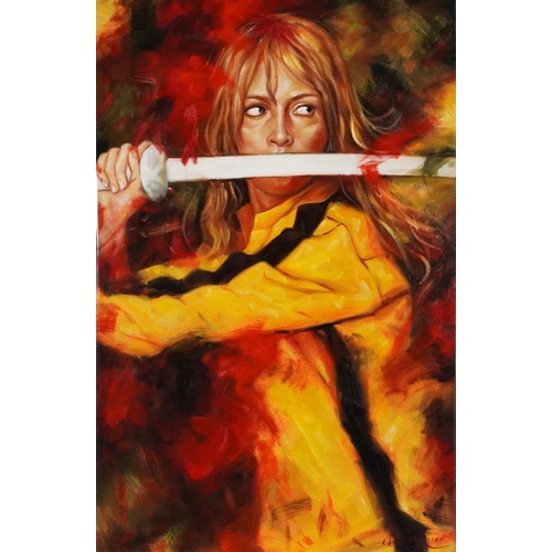 1419 - Kill Bill- contemporary oil on canvas, framed, signed by Fournier,89cm x 58cm, with certificate of a... 