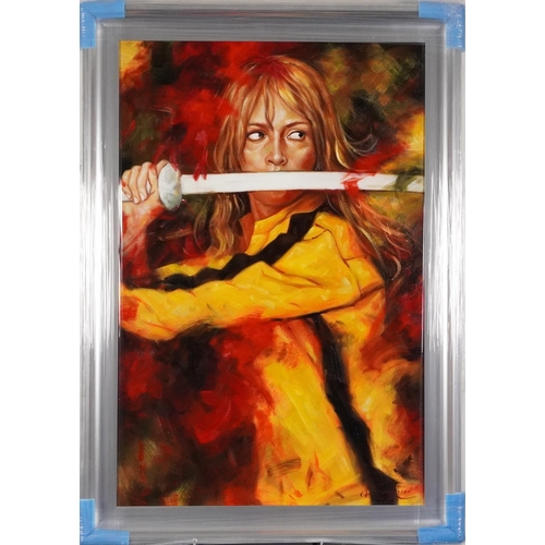 1419 - Kill Bill- contemporary oil on canvas, framed, signed by Fournier,89cm x 58cm, with certificate of a... 