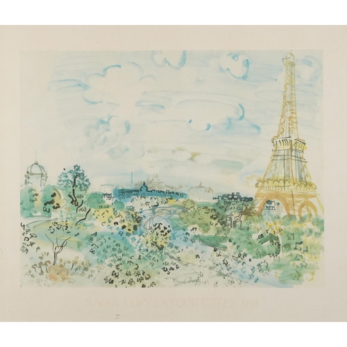 1481 - Raoul Dufy - La Tour Eiffel 1935, colour travel poster, framed, 45cm x 59cm.