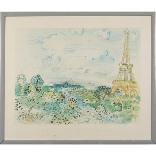 1481 - Raoul Dufy - La Tour Eiffel 1935, colour travel poster, framed, 45cm x 59cm.