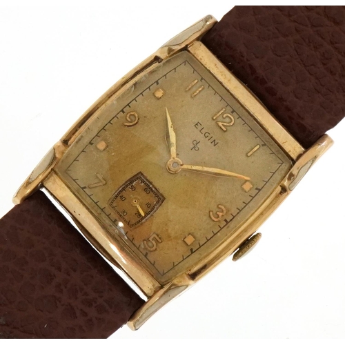 3478 - Elgin, an Art Deco gentlemen's gold plated manual wind wristwatch, the dial 27mm wide.