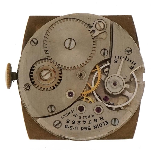 3478 - Elgin, an Art Deco gentlemen's gold plated manual wind wristwatch, the dial 27mm wide.