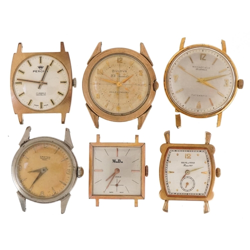 3762 - Six vintage ladies and gentlemen's wristwatches including Wedgefield automatic, Bulova self-winding,... 