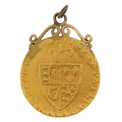 3010 - A George III 1793 gold guinea with pendant mount, 8.9g.