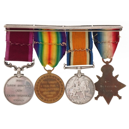 2378 - British military World War I Norfolk Regiment four medal group including Long Service & Good Conduct... 