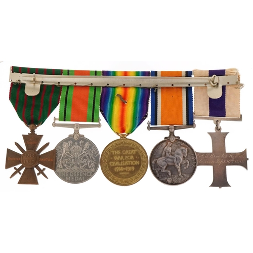 2363 - British military World War I and World War II five medal group including Military Cross and French C... 