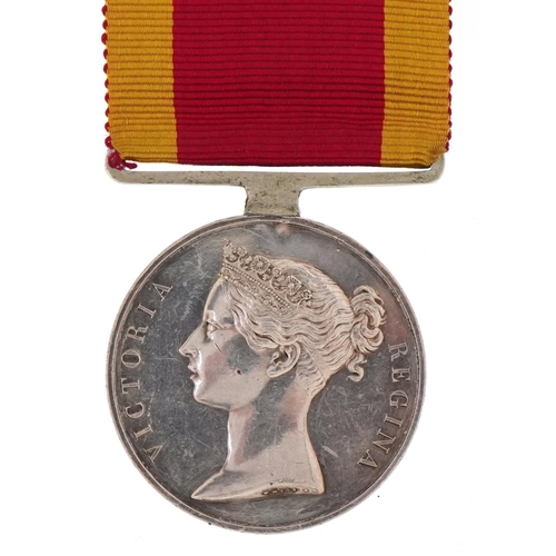 2368 - An 1842 China War naval medal awarded to Thomas Hampson H.M.S.CORNWALLIS with hand written extract.