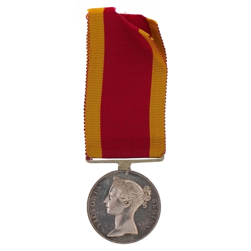 2368 - An 1842 China War naval medal awarded to Thomas Hampson H.M.S.CORNWALLIS with hand written extract.