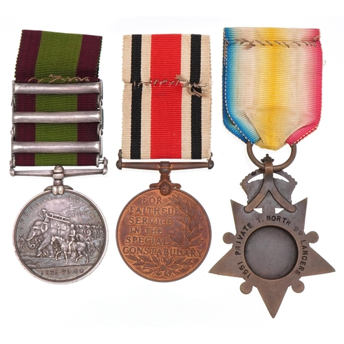 2359 - Three British military 9th Lancers medals awarded to 1351.PTE.T.NORTH.9TH.LANCERS including Afghanis... 