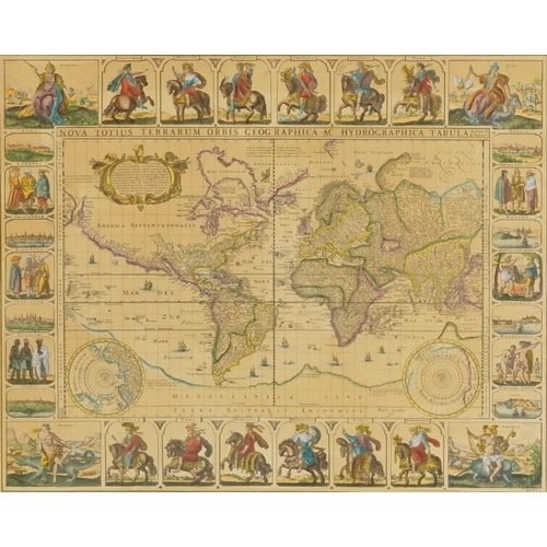 2270 - A late 20th century A Cartographic History of Sussex, colour print, framed, 51cm x 65cm, together wi... 