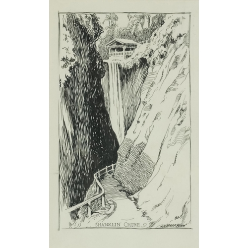 1641 - K. Anderson - Shanklin Chine, 20th century British School, pen and ink on paper, framed, 15cm x 10cm... 