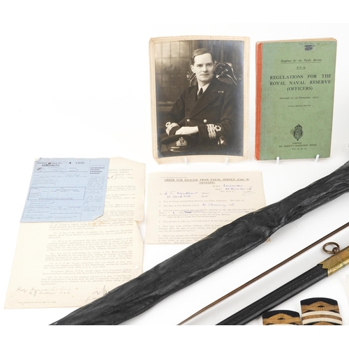 2360 - World War II naval militaria relating to Lieutenant Commander Edgar James Matthews including medal g... 