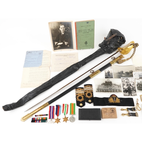 2360 - World War II naval militaria relating to Lieutenant Commander Edgar James Matthews including medal g... 