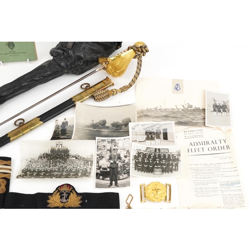 2360 - World War II naval militaria relating to Lieutenant Commander Edgar James Matthews including medal g... 