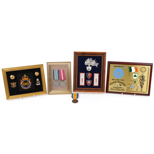 2433 - Militaria including World War II India General Service medal, World War II display of Lancer's cap b... 