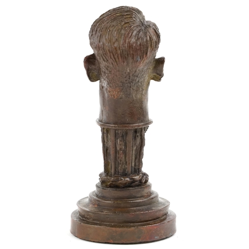 2491 - A military interest bronze bust of Adolf Hitler desk seal, 7.5cm high.