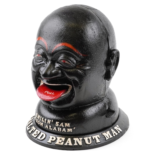 1102 - A large novelty cast iron Smilin' Sam from Alabam' Assorted Peanut Man advertising bust, 33cm high.