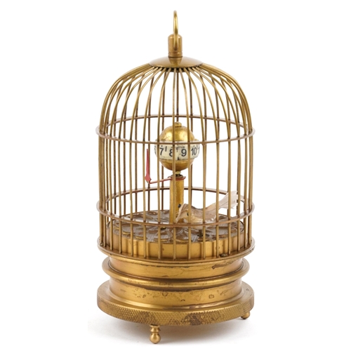 410 - A late 20th century clockwork automaton birdcage musical clock, 15.5cm high.