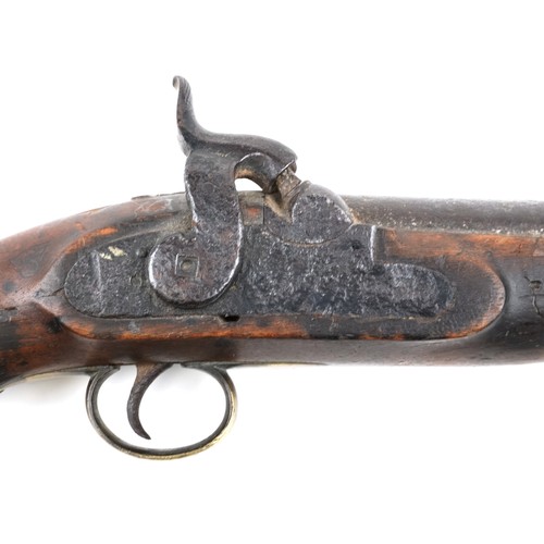 2549 - A Victorian cavalry percussion pistol with brass mounts, 28cm in length.