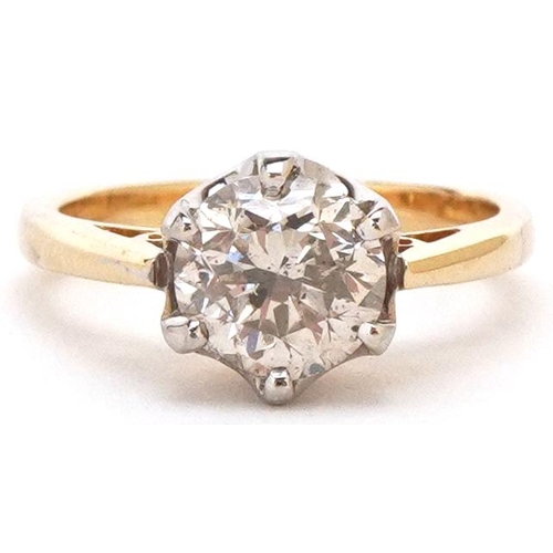 3009 - An 18ct gold diamond solitaire ring, approximately 2.20 carat, size N, 5.0g.