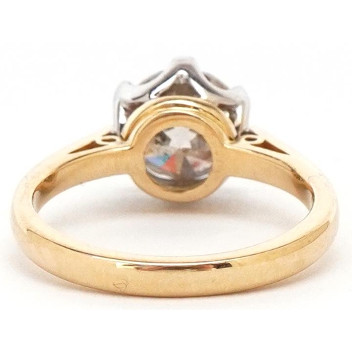 3009 - An 18ct gold diamond solitaire ring, approximately 2.20 carat, size N, 5.0g.